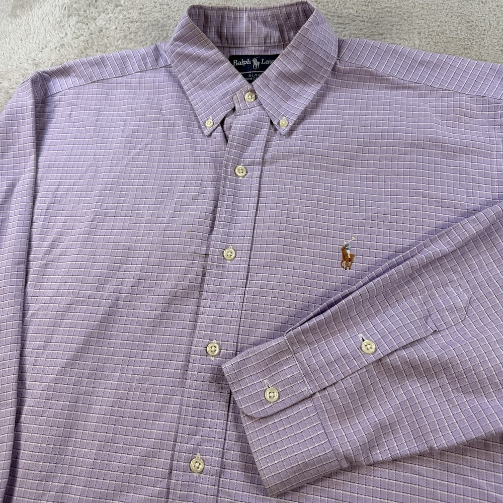 Polo Ralph Lauren Shirt Mens Medium Purple Blake Long Sleeve Button Down Pony